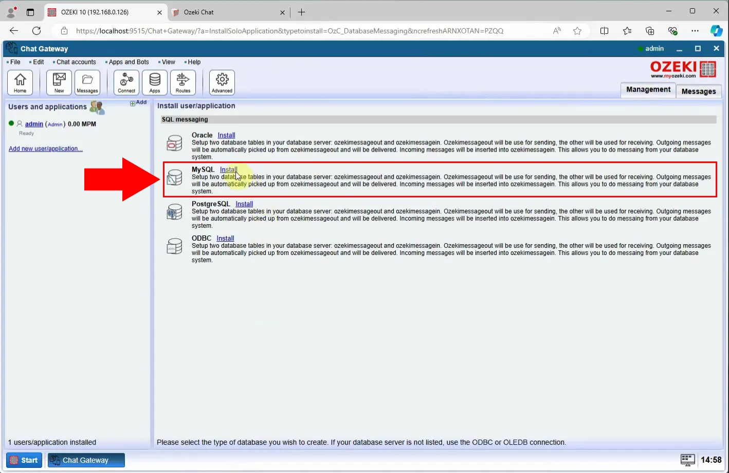 Install MySQL connection