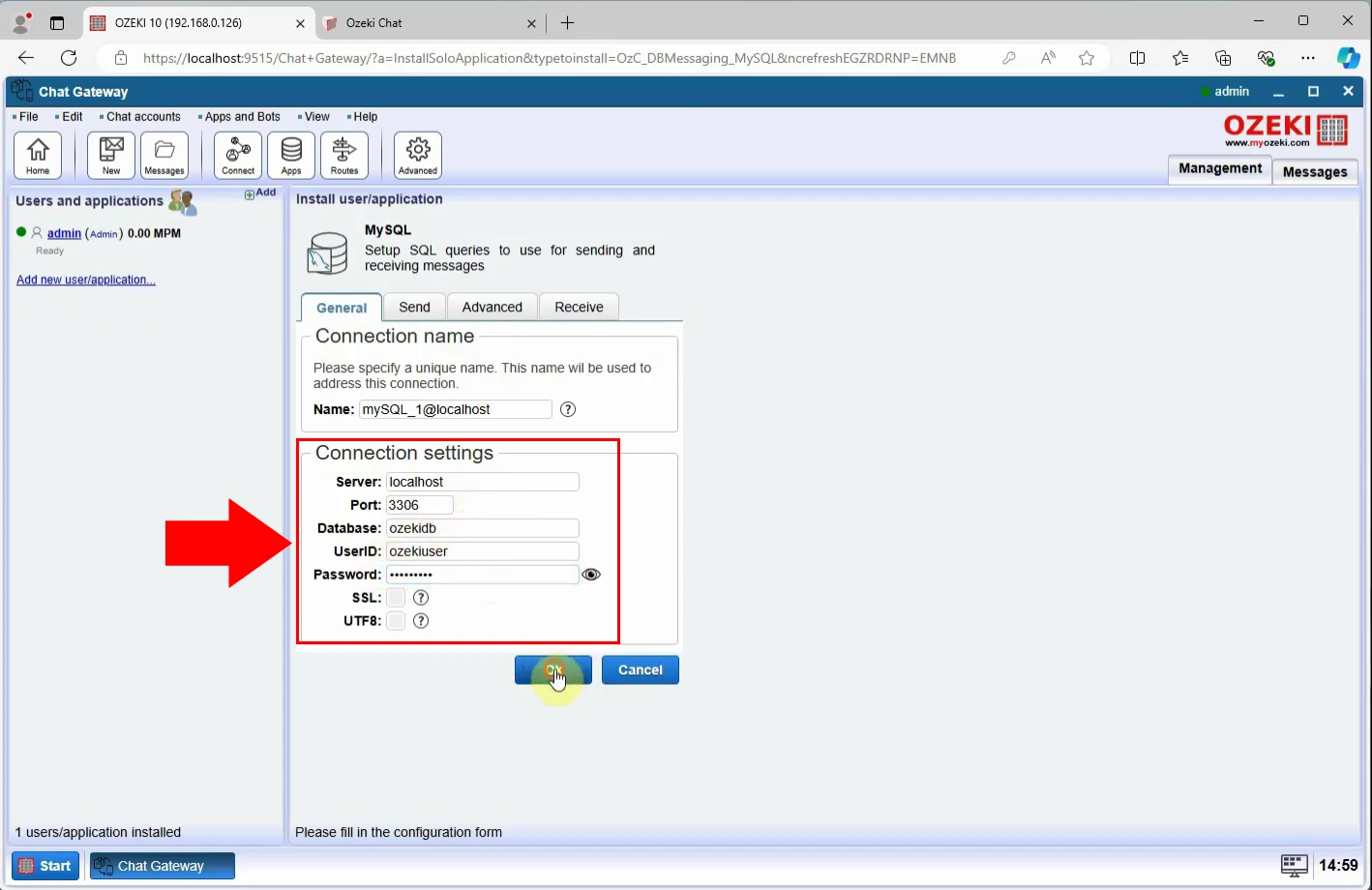 Configure connection details