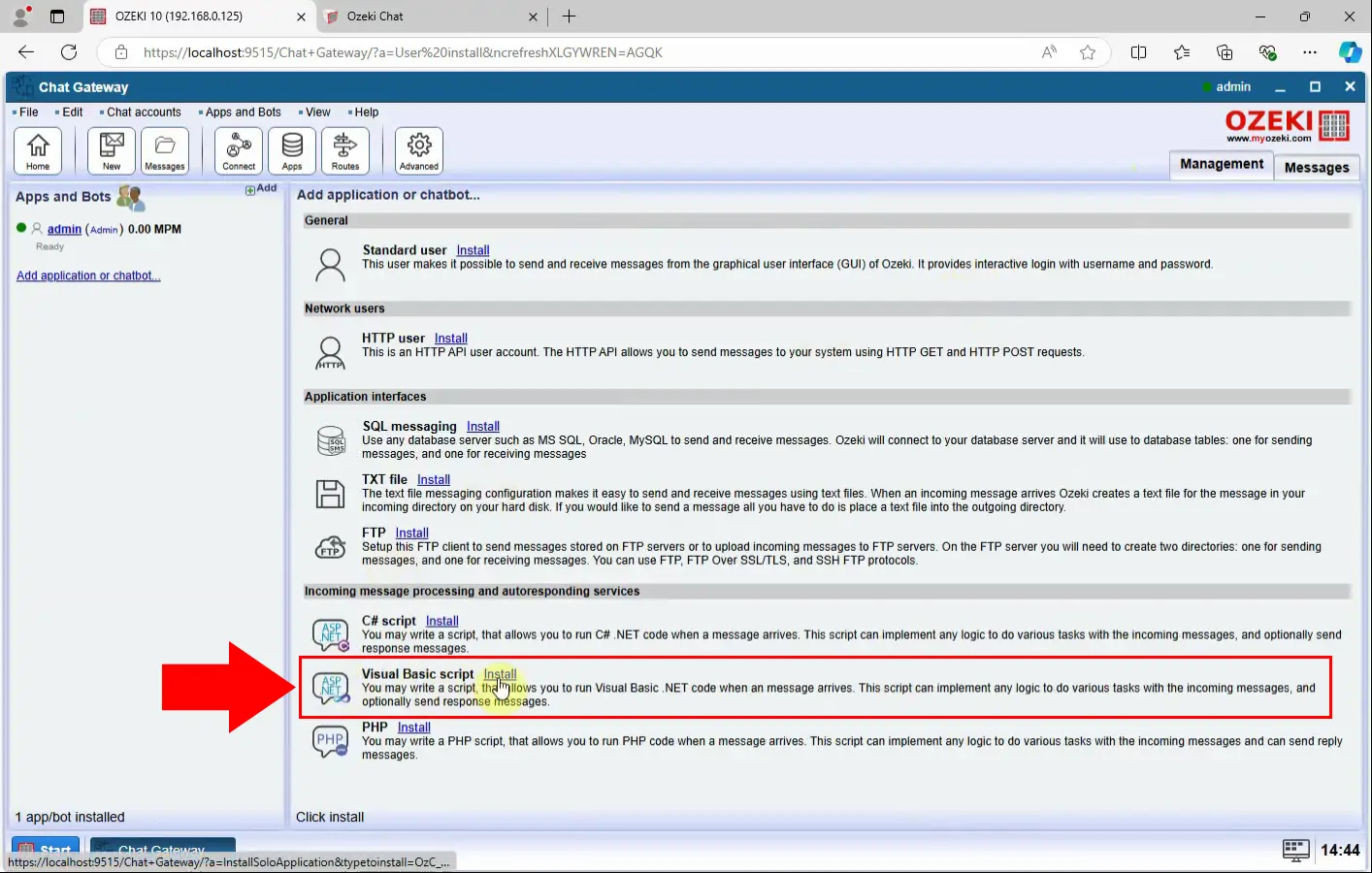 Install Visual Basic script