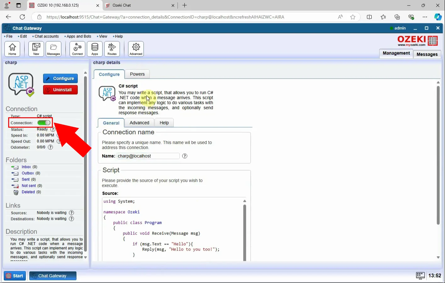 Enable C# script connection