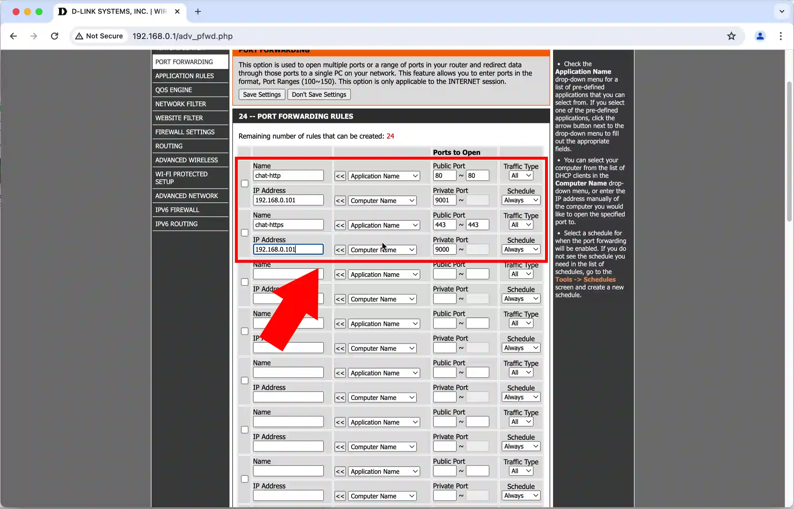 Add new forwarding rule