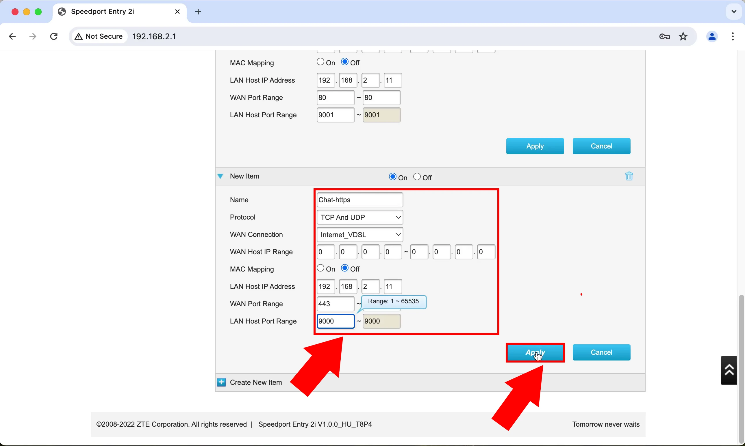 Add HTTPS port forwarding