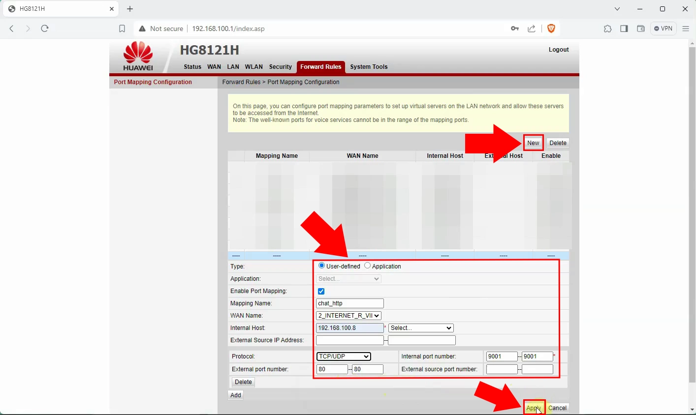 Add HTTP forwarding rule