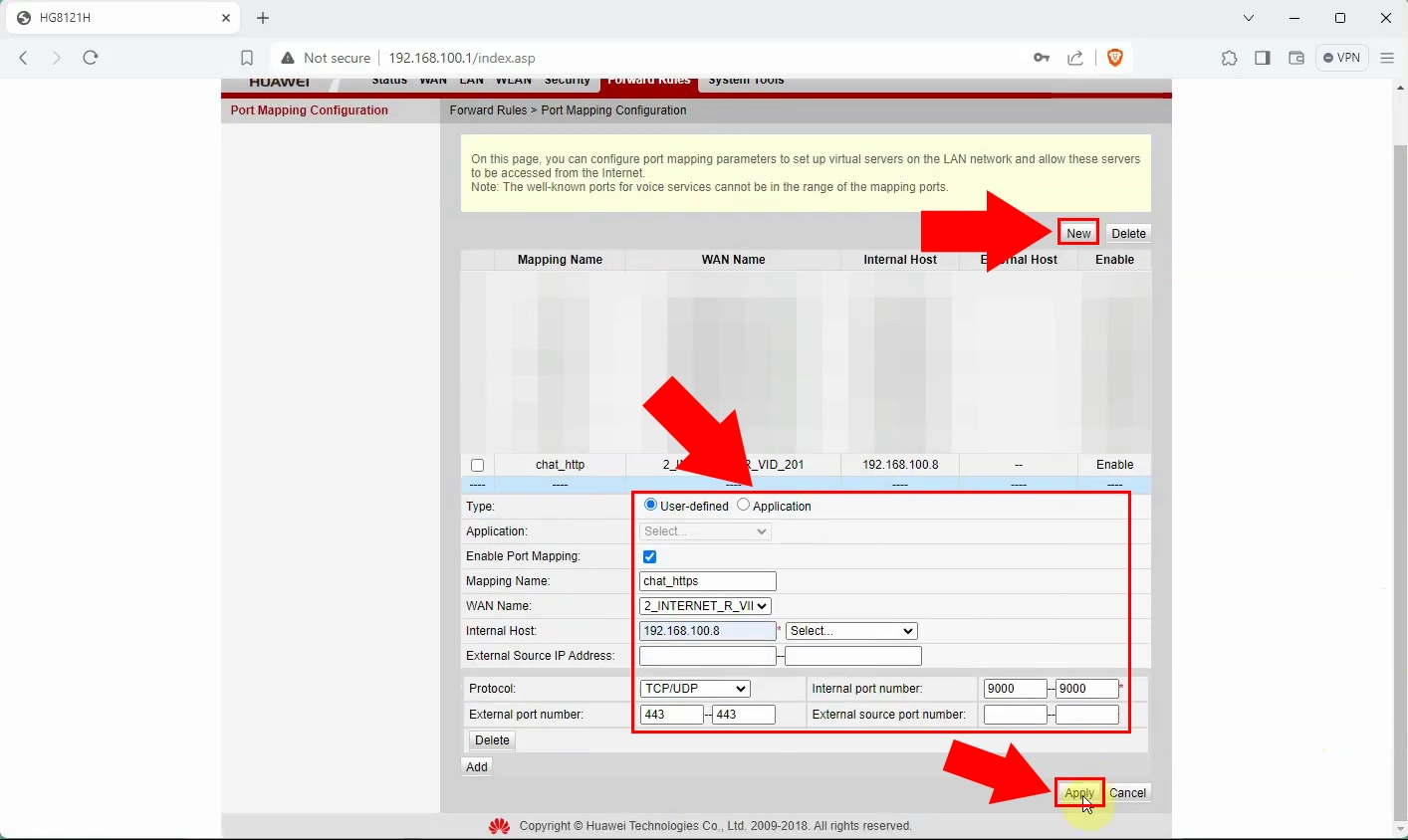 Add HTTPS forwarding rule