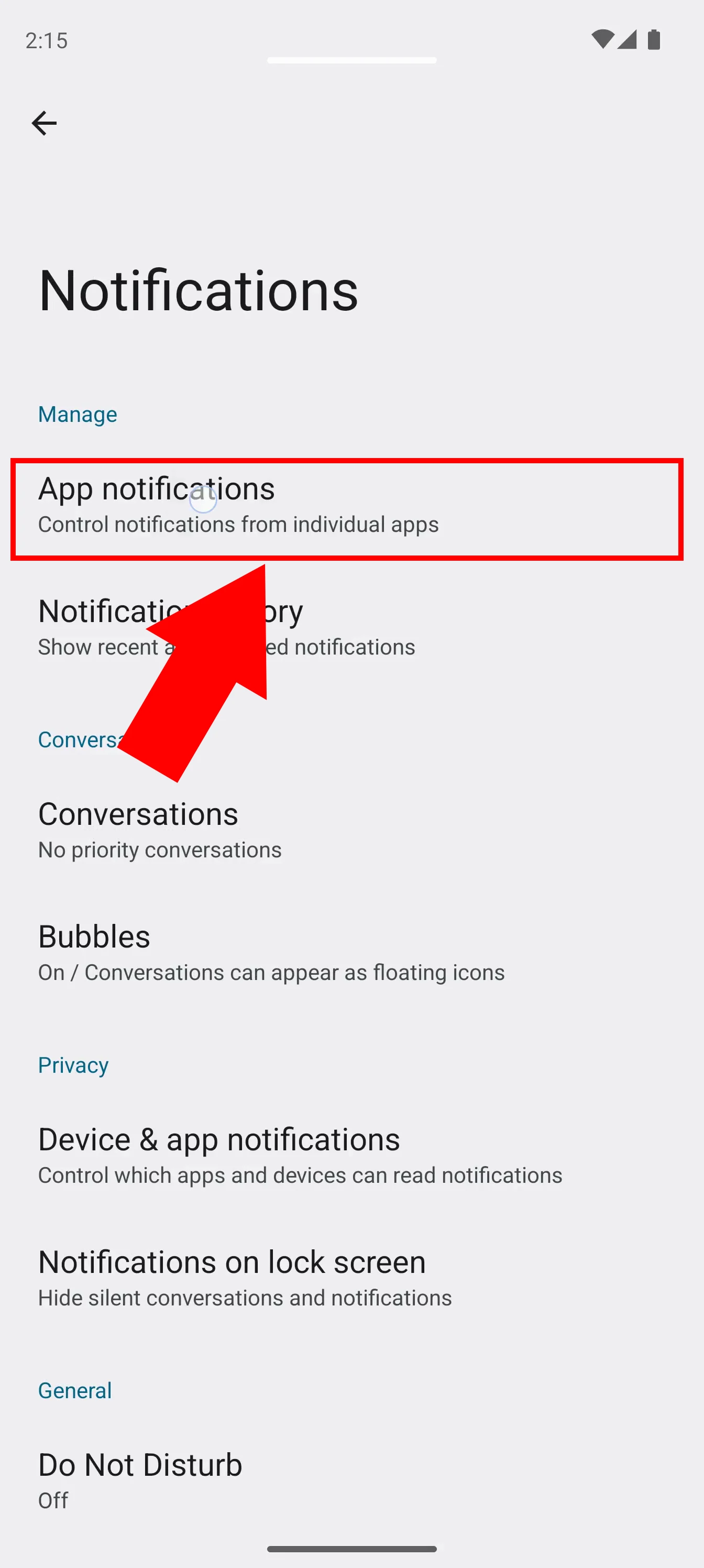 Open app notifications