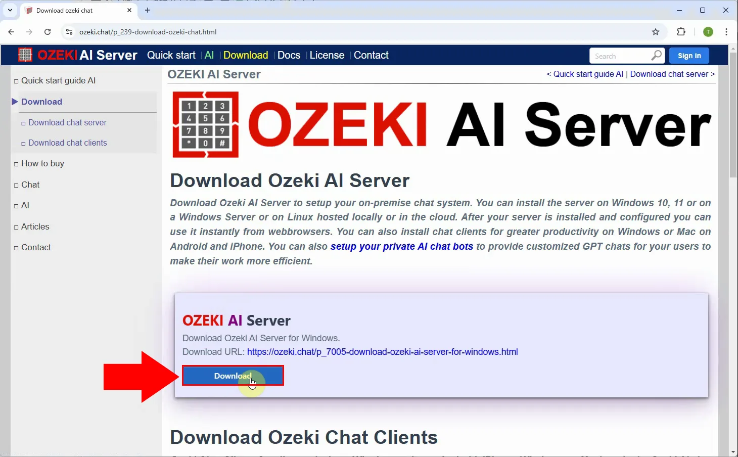 Download Ozeki AI server