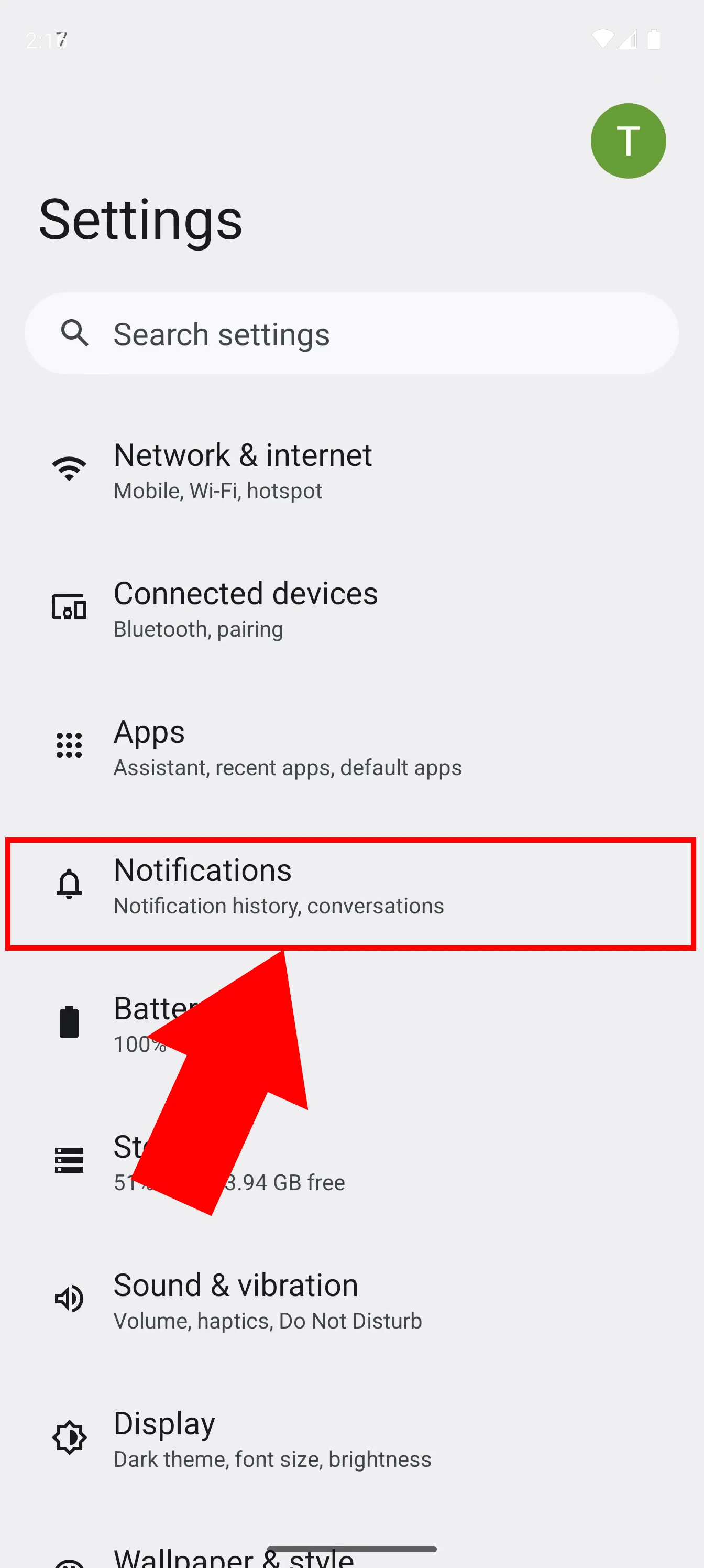 Select notifications