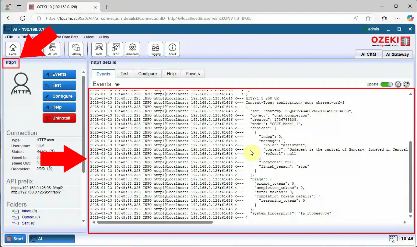 HTTP user communication log