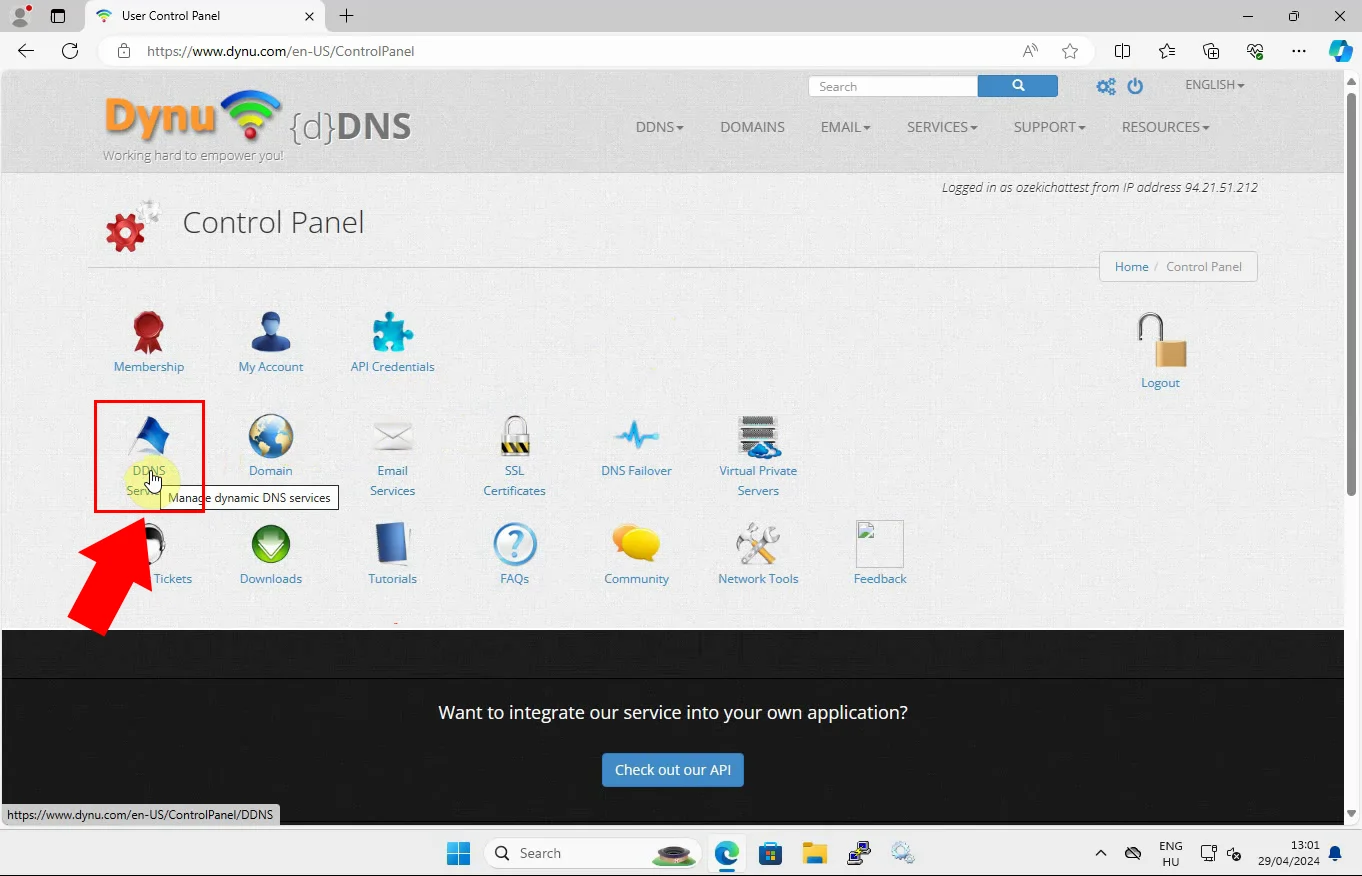 Manage DDNS service