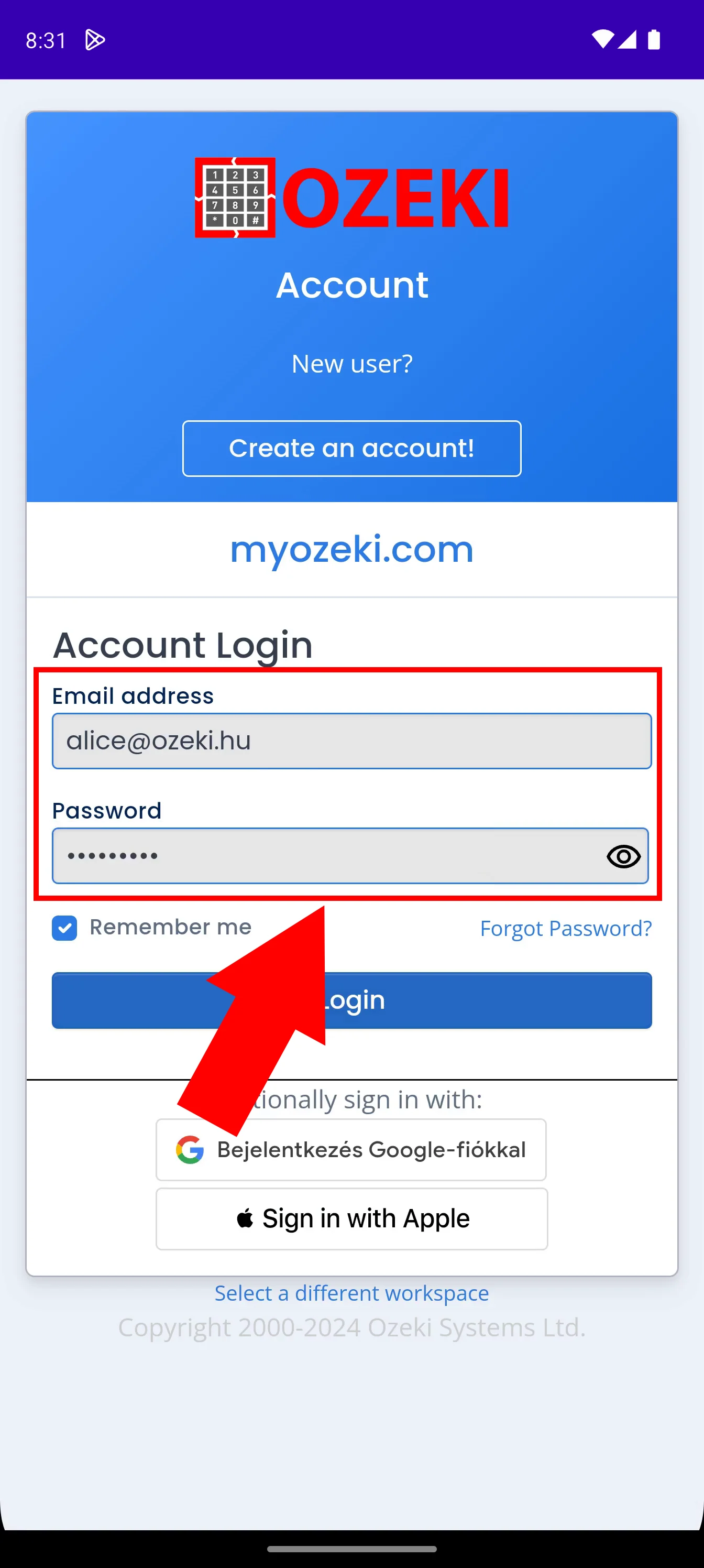 Login to myozeki.com