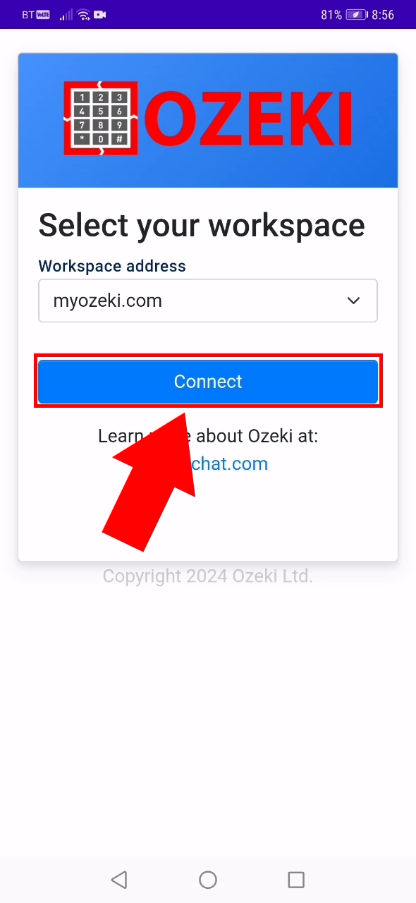 Connect to myozeki.com workspace