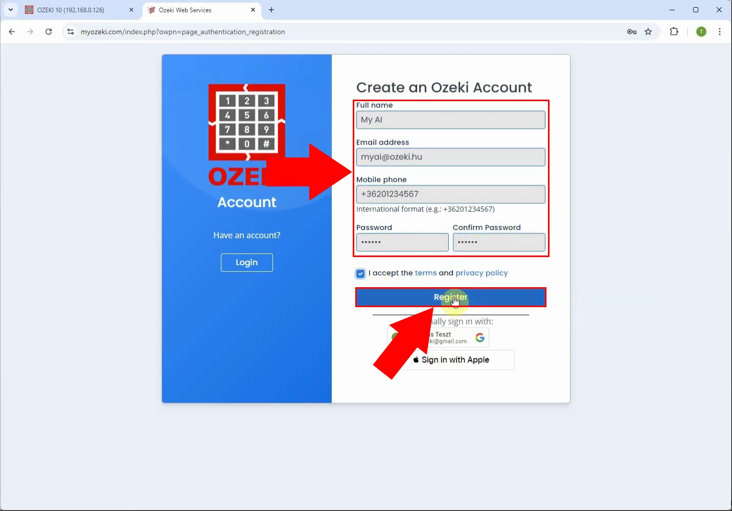 Provide account details