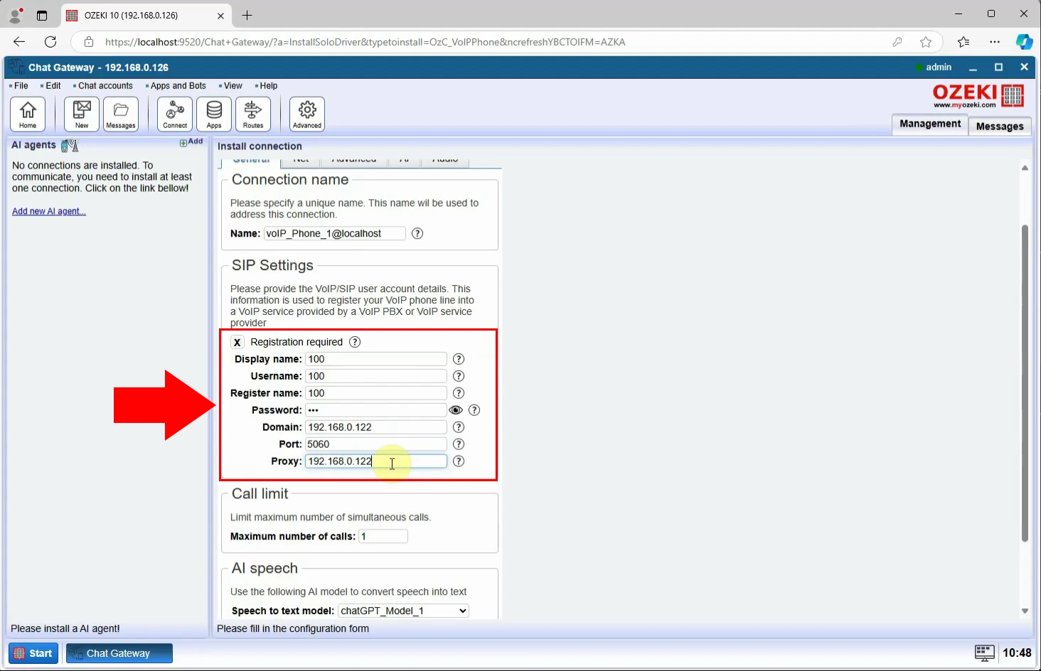 Configure SIP settings