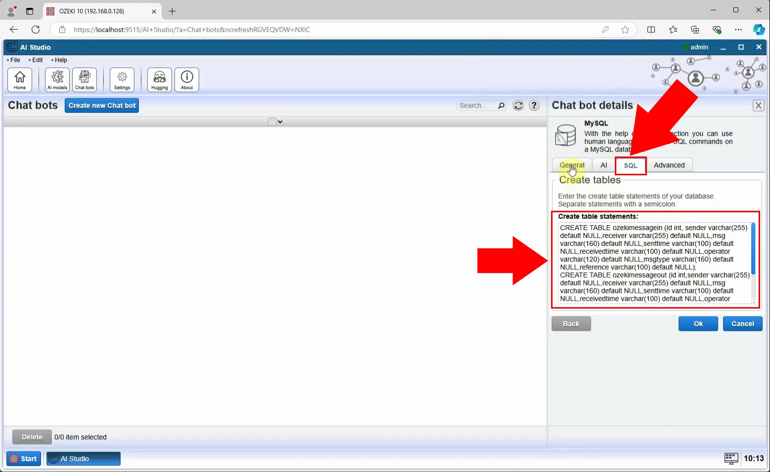 Insert create table statements