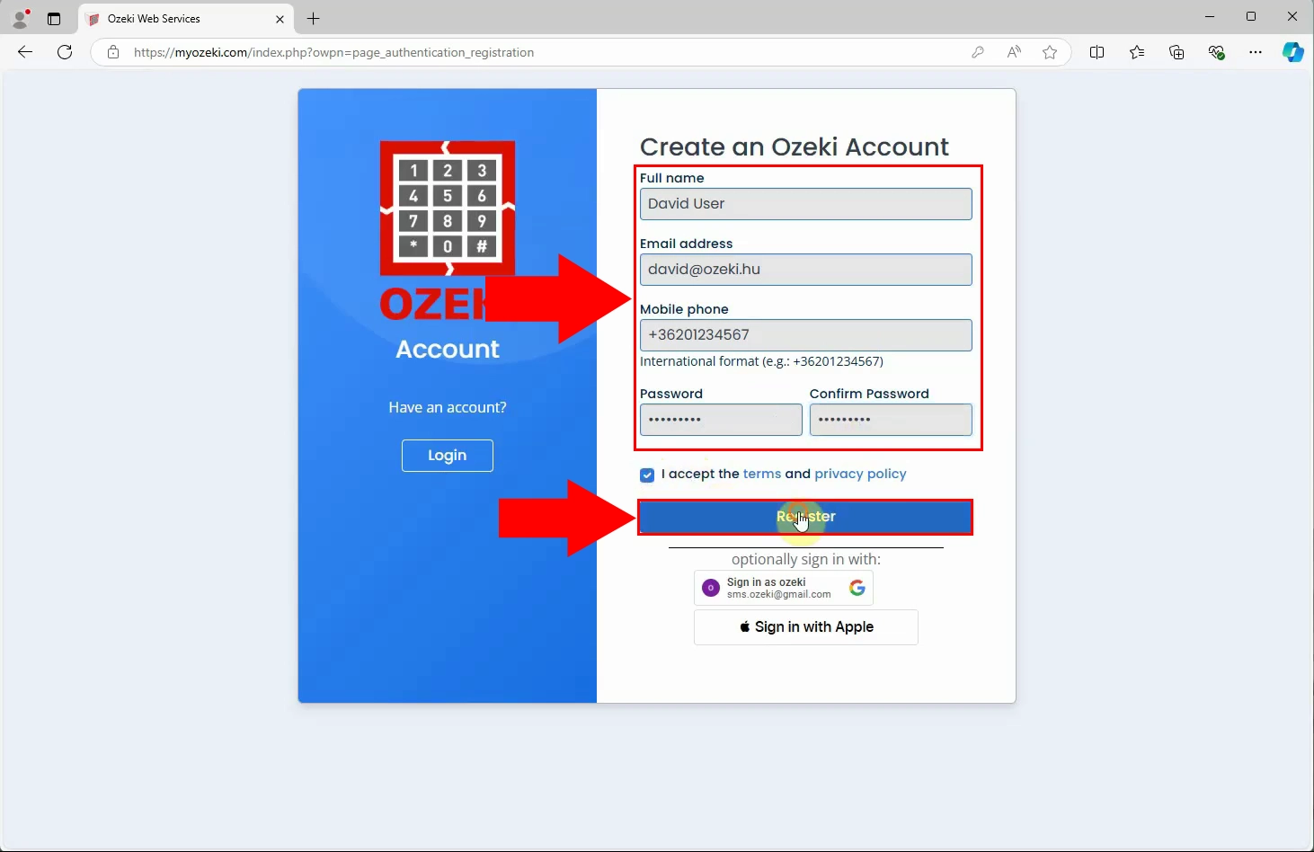 Provide account details