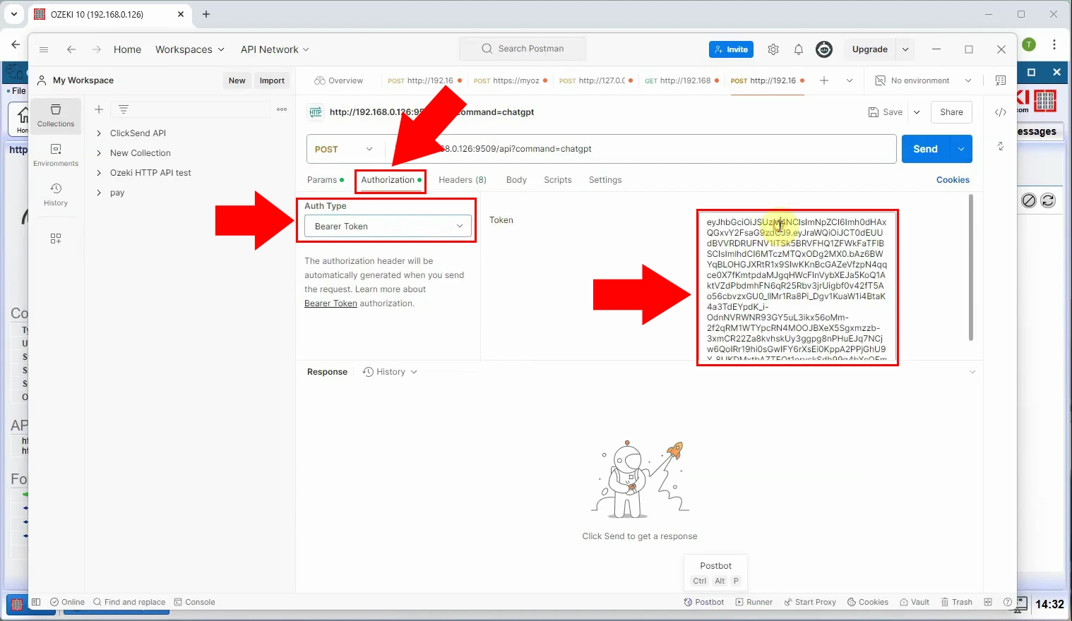 Set API key as authentication bearer token